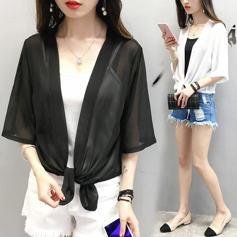 Распродажа женское летнее Сетчатое кимоно кардиган Солнцезащитная блузка