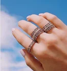 Женское кольцо с разноцветным радужным кольцом, золотистое, черное обтягивающее кольцо с разноцветным кубическим цирконием, 2018