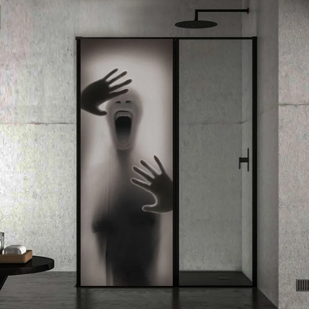 Figure Behind Glass Door Halloween Decorations Stickers Personality Bedroom Wooden Renovation Decal DIY Home Wallpaper | Дом и сад