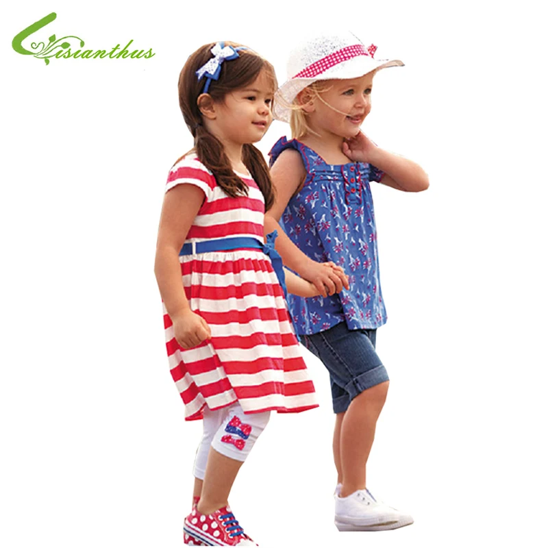 Летняя хлопковая футболка для девочек с цветочным принтом и воланом | Мать