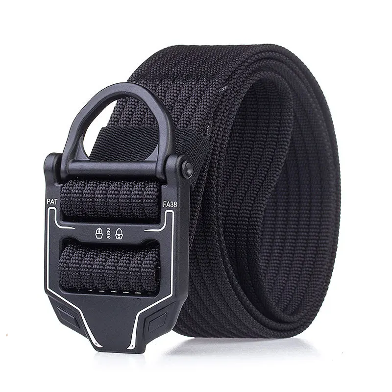 Black Belt 8 цветов, военная техника, тактический ремень, мужские брюки, длинный ремень с металлической пряжкой, уплотненный холщовый армейский ремень, мужской черный нейлоновый поясной ремень - Цвет: Black Belt