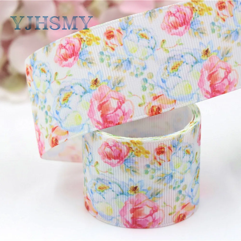 

YJHSMY I-19221-383,38 мм, 10 ярдов, Цветочная Термотрансферная печатная корсажная лента, бант, крышка «сделай сам», аксессуары ручной работы, украшения