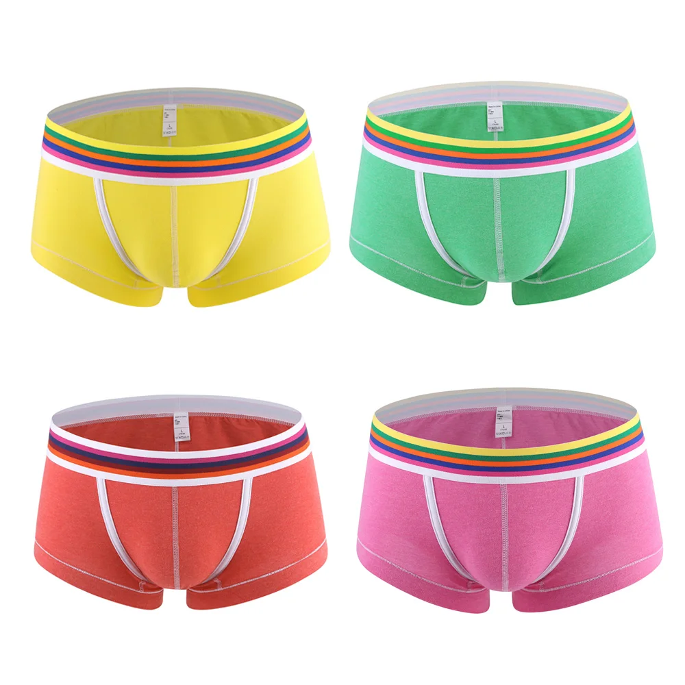 Boxershorts Мужское нижнее белье однотонные хлопковые Бесшовные дышащие трусы