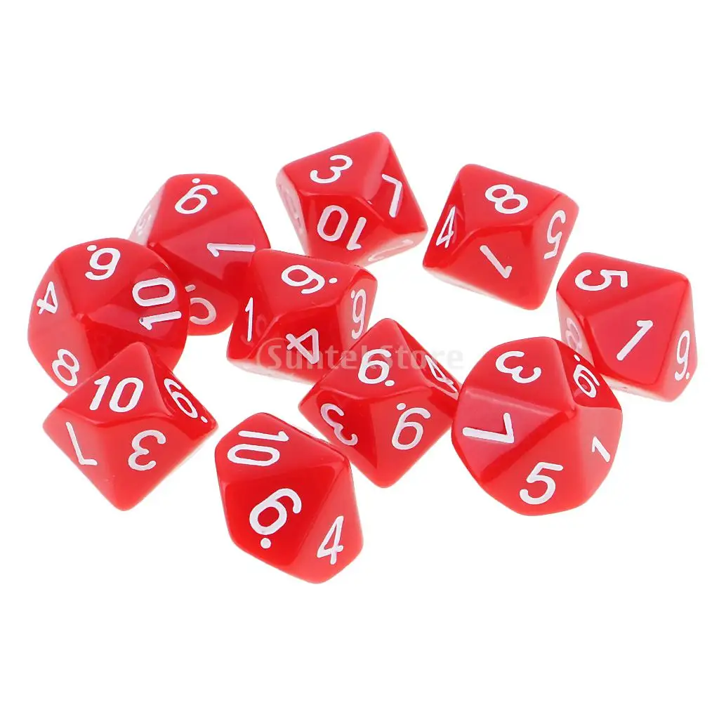 10x10 двусторонних игральных костей D10 многогранные акриловые игральные кости для