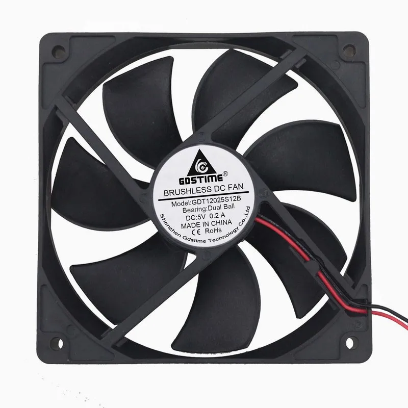 

20 Pieces Gdstime 120mm x 25mm DC 5V Ball Bearing 120x120x25mm Computer PC Case Cooler Motor Cooling Fan 12cm 12025B 2Pin 0.2A