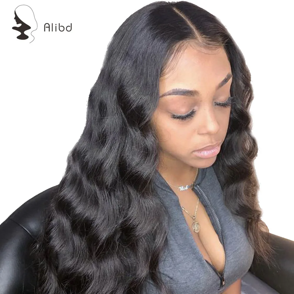 Alibd Body Wave 360 Lace Frontal Wig Pre Plucked With Baby Hair Brazilian Human Remy Hair Swiss Lace Front Ear to Ear Long Wigs