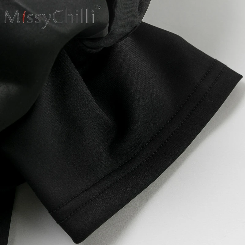 Женское платье с оборками и открытыми плечами MissyChilli облегающее черное летнее