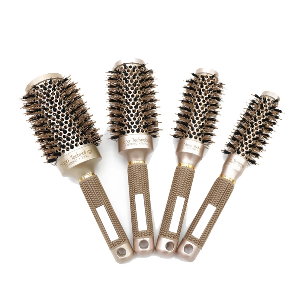 Новинка нано ионный щетка для волос из шерсти кабана салонная расческа баррель