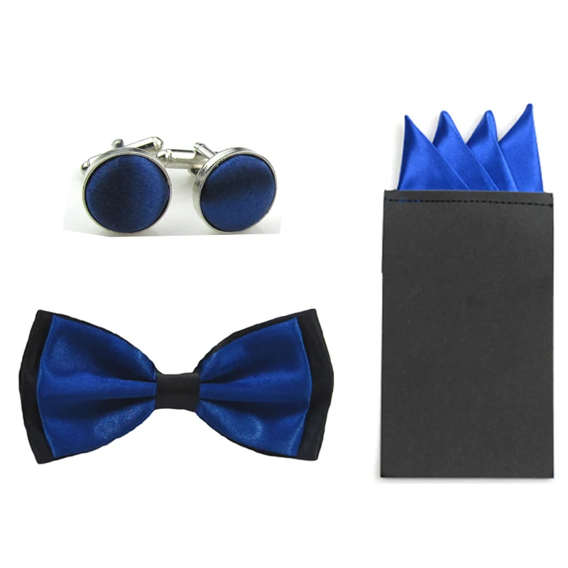 Мужской двухцветный Атласный Галстук бабочка 4 точечный предварительный