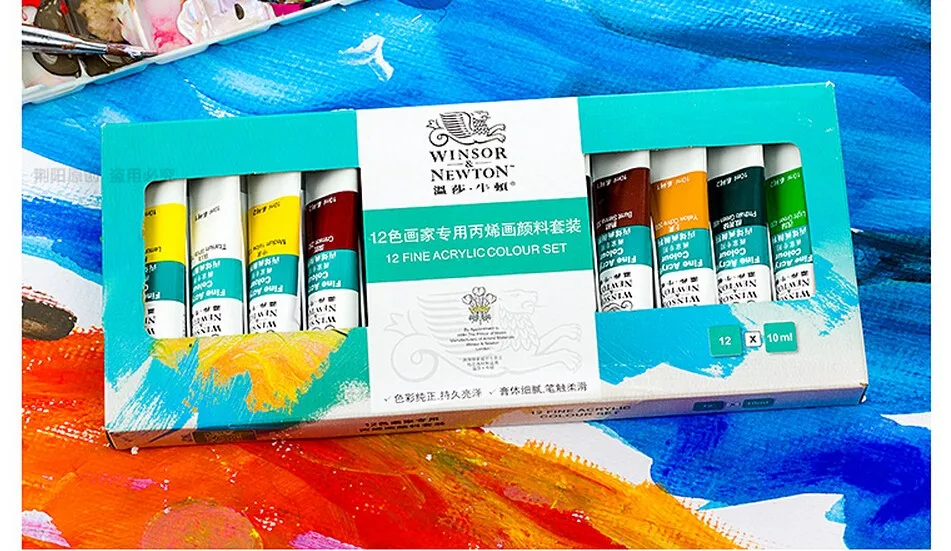 Winsor& Newton акриловых красок комплект 12/18/24 Цвета 10 мл ручная роспись стены рисунок красящий пигмент набор «сделай сам» не исчезает
