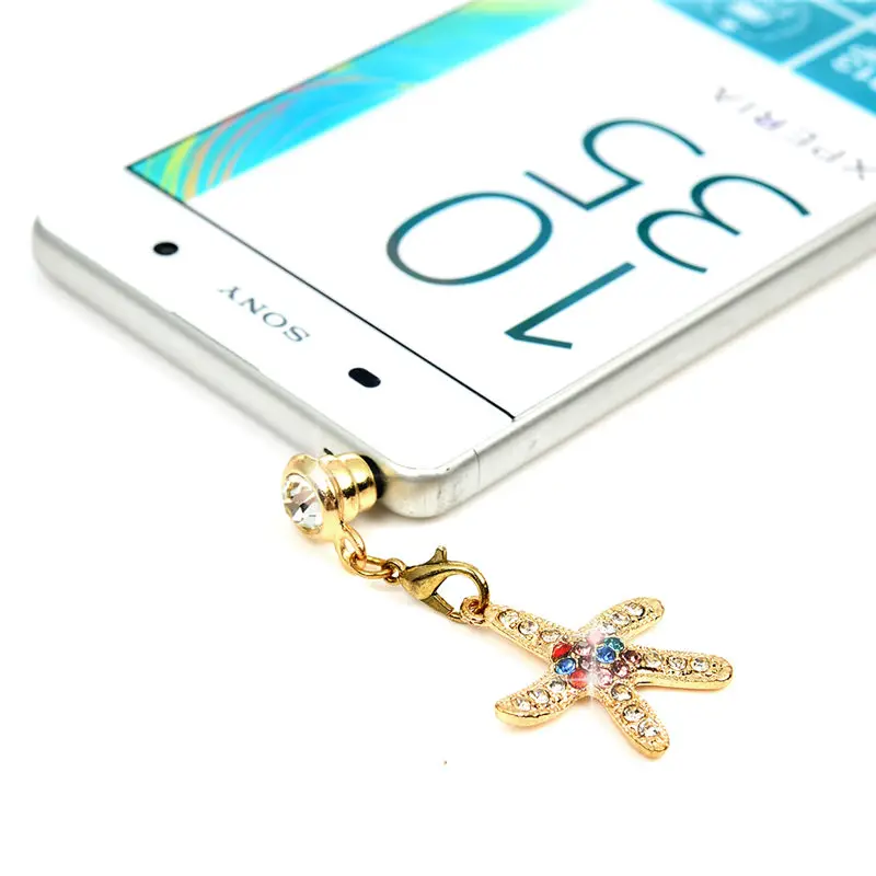 Универсальный 3 5 мм Bling Diamond Sea Star узор Anti Dust Разъем для телефона интимные