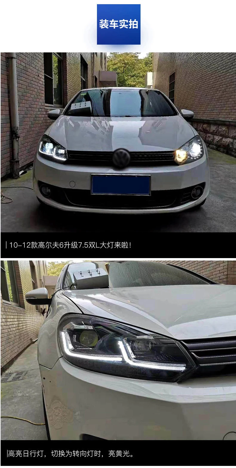 BiNFU автомобильный Стайлинг для VW Golf 6 2009-2013 светодиодный налобный фонарь для MK6 Golf 6 светодиодный DRL Bi-Xenon светодиодный динамический сигнал поворота