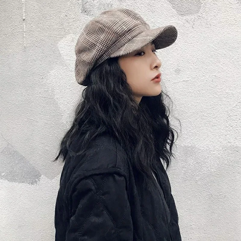 Альпинистская Кепка Ретро решетка восьмиугольная кепка Женская Кепки из хлопка