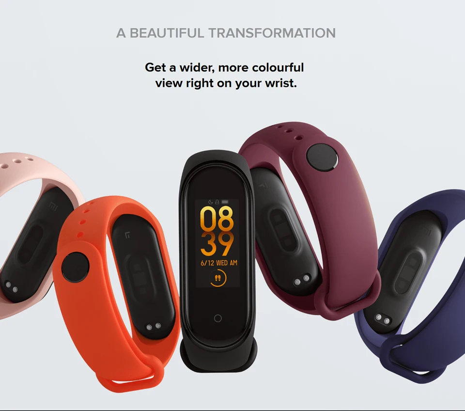 Amazfit Xiaomi Mi Band 4 умный Браслет 50 м Водонепроницаемый Bluetooth 5,0 частота сердечных сокращений фитнес-трекер сообщение звонящий 20 дней в режиме ожидания