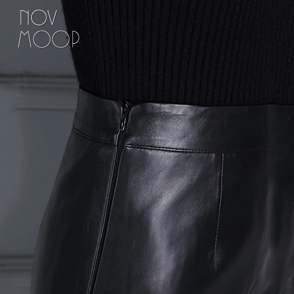 Office style ladies basic black genuine leather real lambskin slim pencil skirt faldas mujer etek jupe plus size LT2360 | Женская одежда