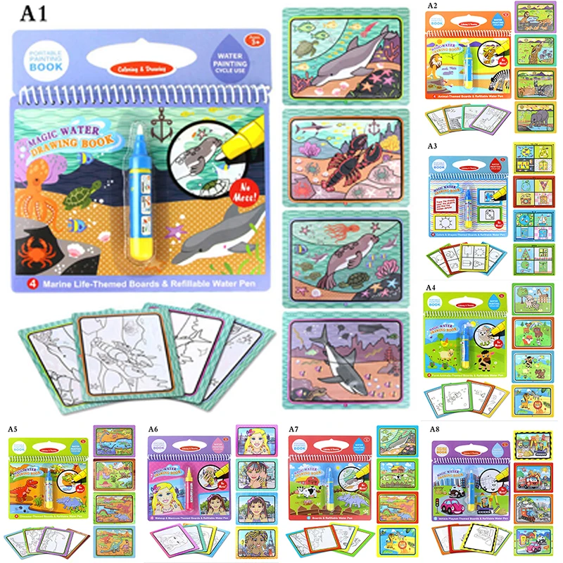 Книга раскраска Монтессори каракули и волшебная ручка доска для рисования детей