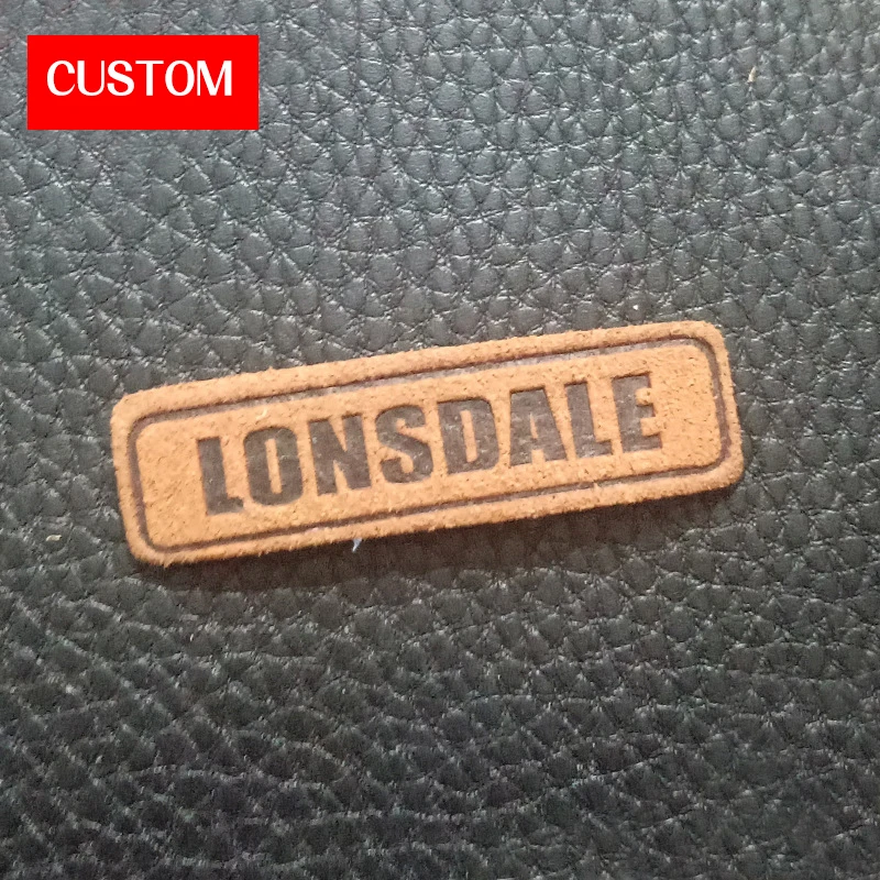 

factory private customzied metal PU leather embossed logo sewing on clothes private label branding custom main signs clothing