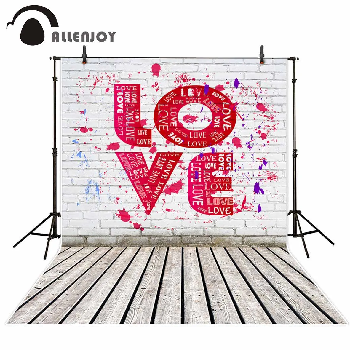 Allenjoy Любовь граффити стиль белая кирпичная стена деревянный пол фон валентинка