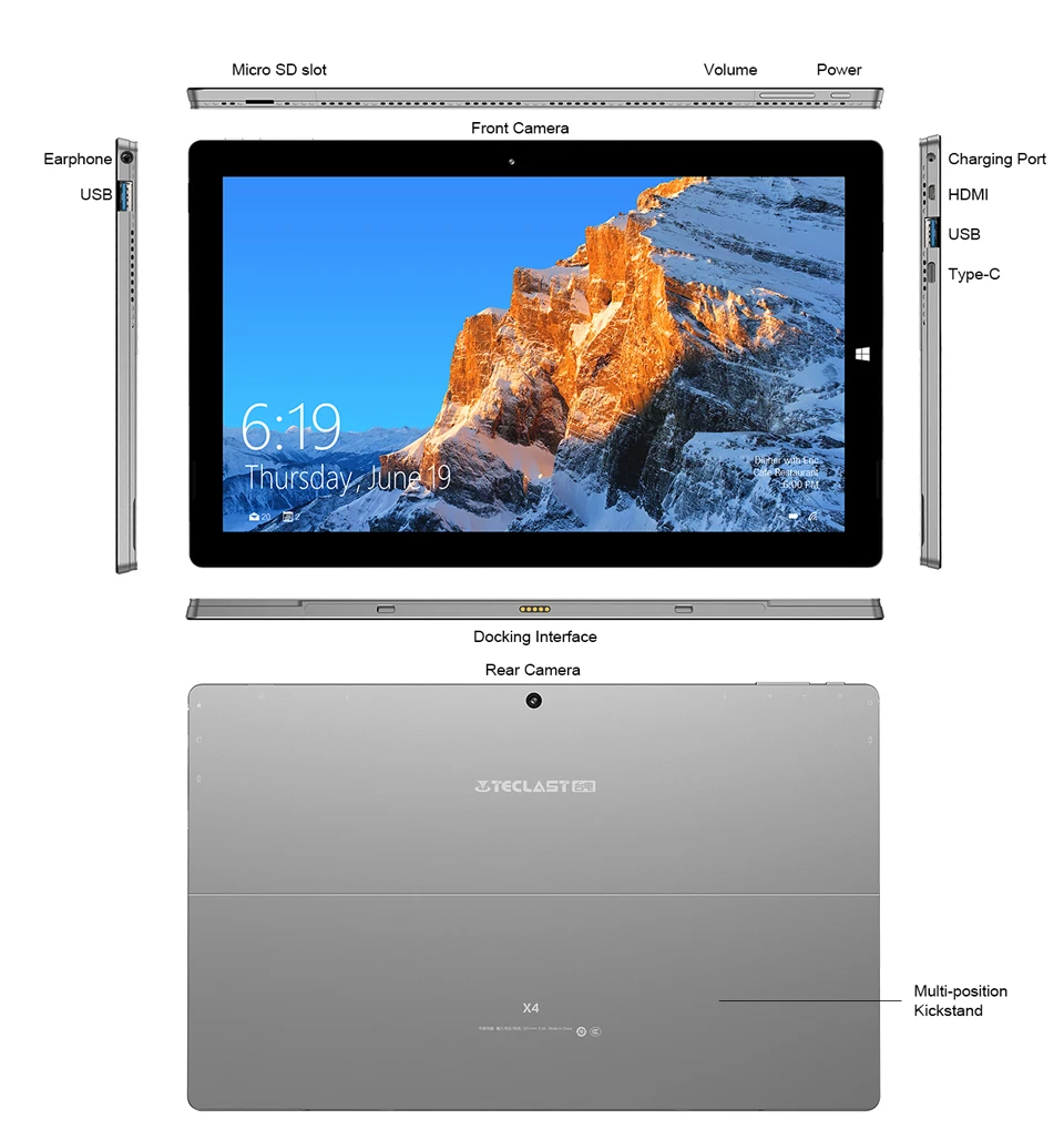 Teclast X4 2 в 1 планшетный ПК 11," FHD 1920x1080 ips Gemini Lake Celeron N4100 Windows 10 8 Гб ram 256 ГБ SSD HDMI Dual Wifi