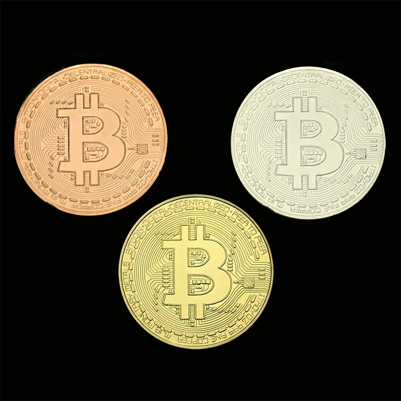 Медаль Биткоин BTC 3 шт./компл. золотое/серебряное/медное покрытие стальной
