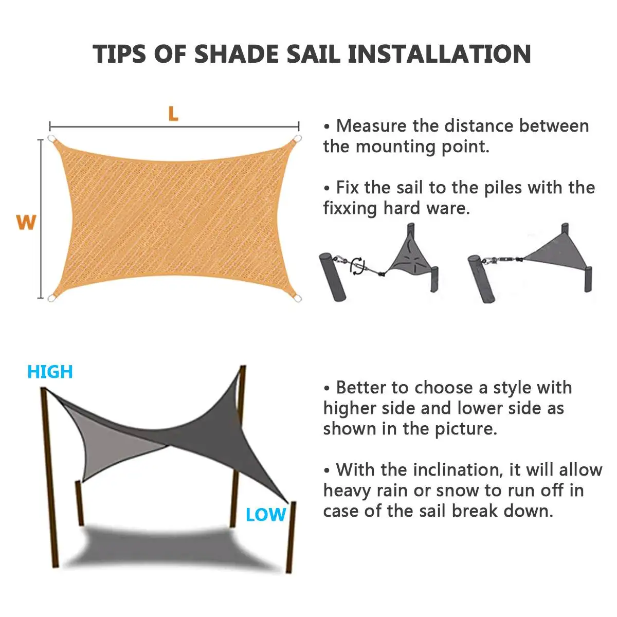 

Waterproof Sun Shelter Sunshade Outdoor Sun Sail Canopy Garden Patio Pool Shade Sail Awning Camping Shade Cloth Large