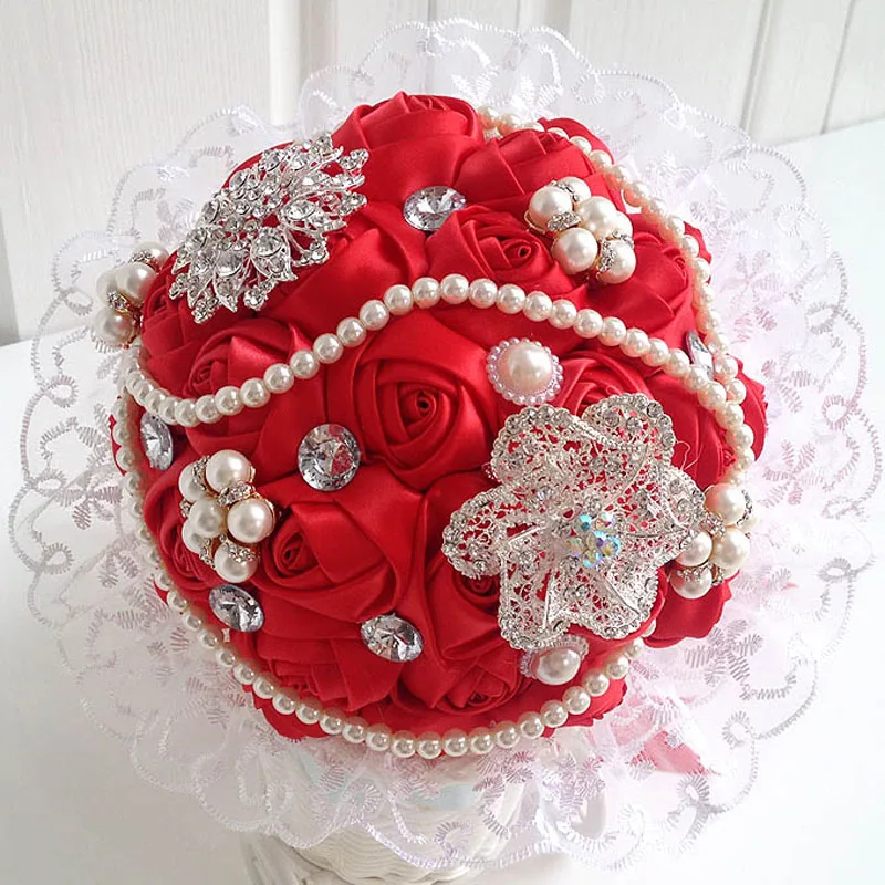 Романтический букет де mariée свадебных аксессуаров свадьба шику букеты кристалл