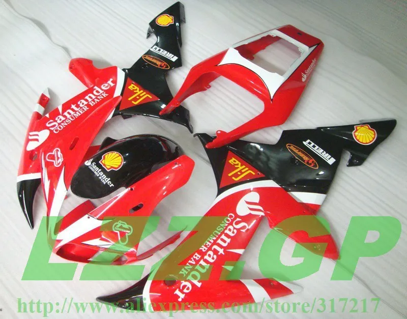 

Injection mold fairing kit for 2002 2003 YZF R1 YAMAHA YZF1000 02 03 YZF-R1 02 03 red black white fairing parts #672h