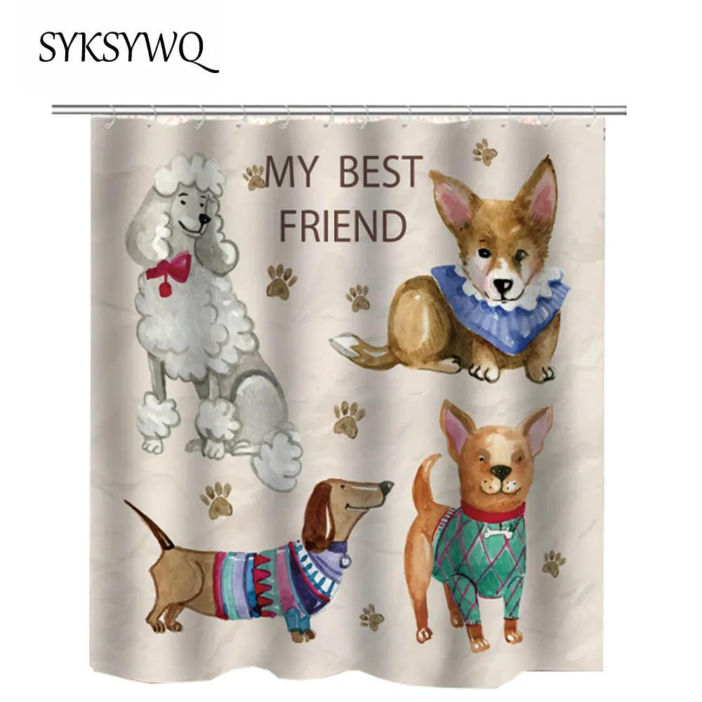 Занавеска для душа в ванную комнату с изображением французского бульдога|Шторы