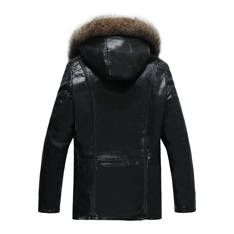 Бесплатная доставка зимние модные мужские пальто шуба кожаная куртка шапка