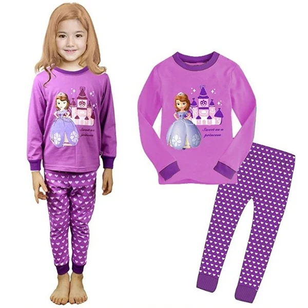 Purple Комплекты одежды с героями мультфильмов для маленьких девочек Милая футболка с длинным рукавом и принтом Минни+ повседневные штаны, комплект домашней одежды из 2 предметов, пижамные комплекты детская одежда - Цвет: Purple