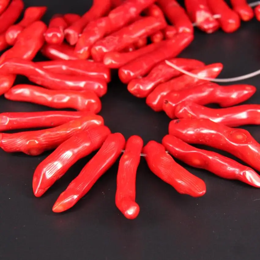 Натуральный Красный бамбуковый Коралл сверху просверленные бусины Чили Длинные