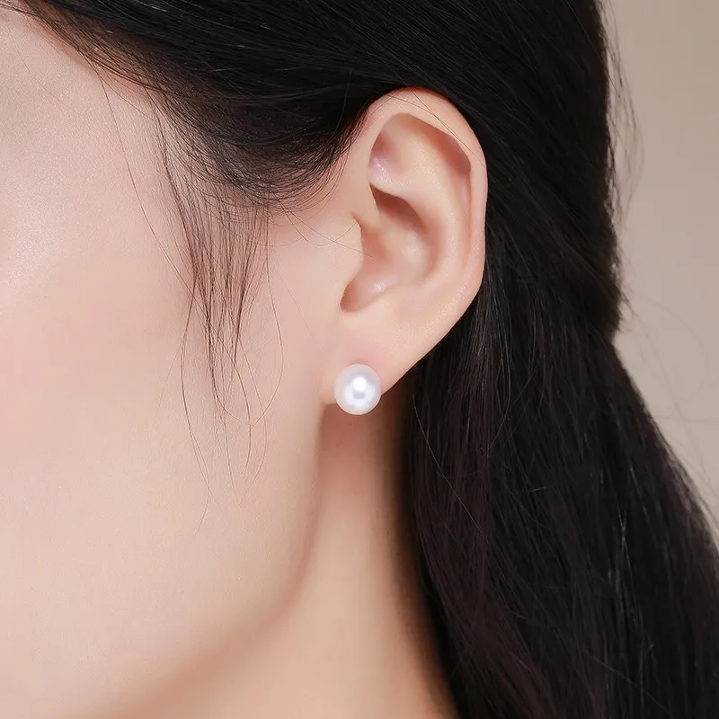Женские серьги гвоздики из серебра 925 пробы с белым жемчугом|stud earrings|stud earrings for
