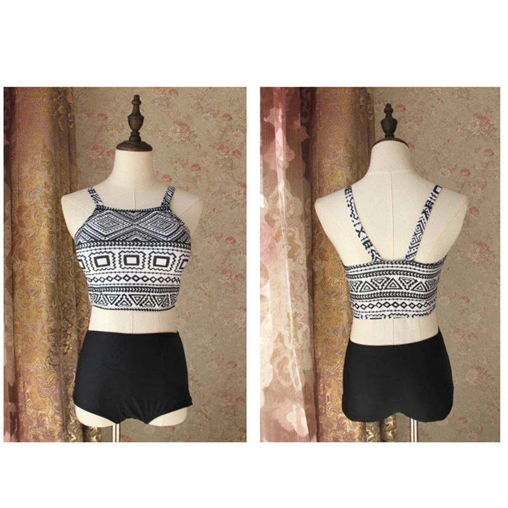 Flexible Sporty Pattern Bikinis Two-piece Swimwear for Women Female Pool Beach | Женская одежда