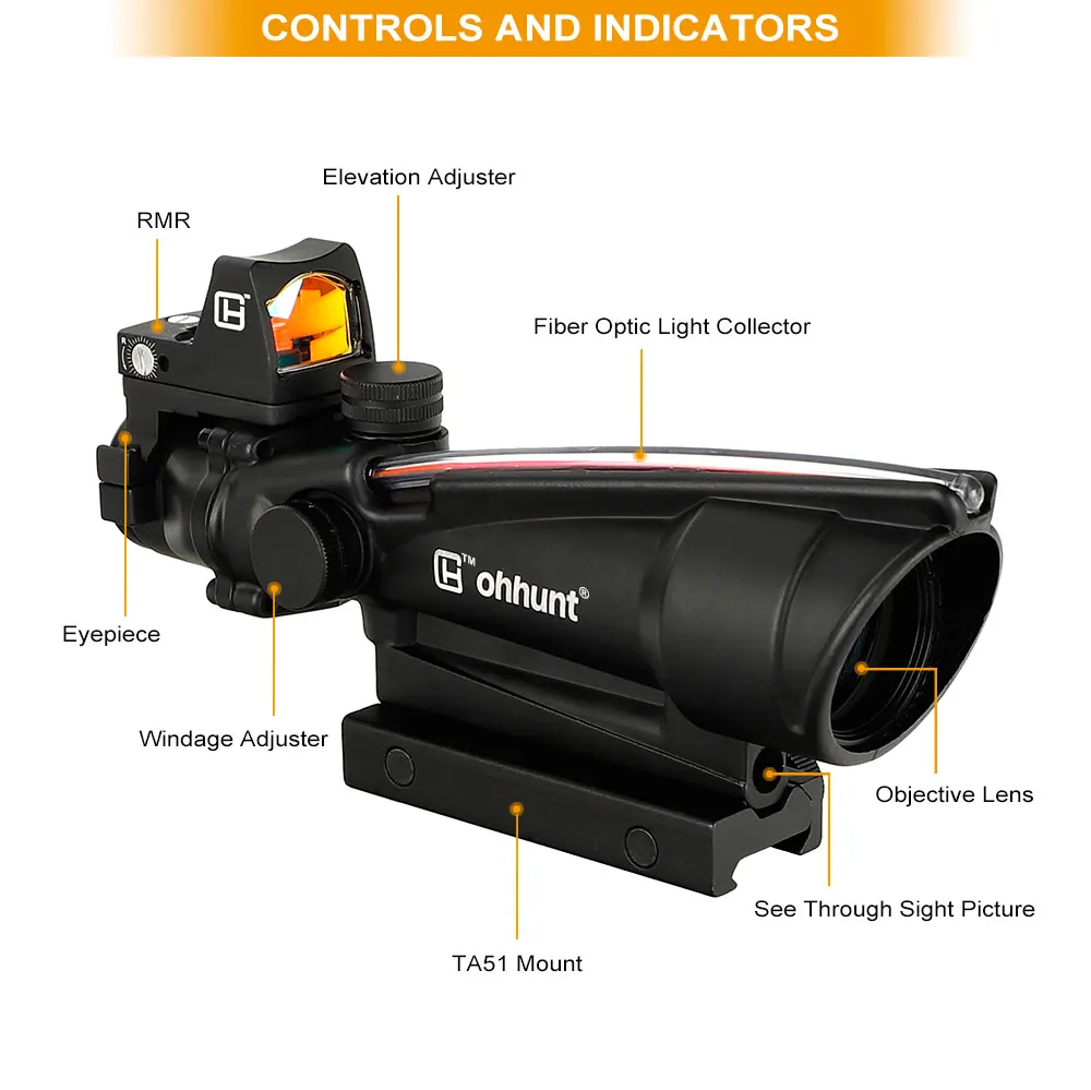 Ohhunt 5X35 ACOG Стиль три модели красная или зеленая светящаяся тактическая винтовка с