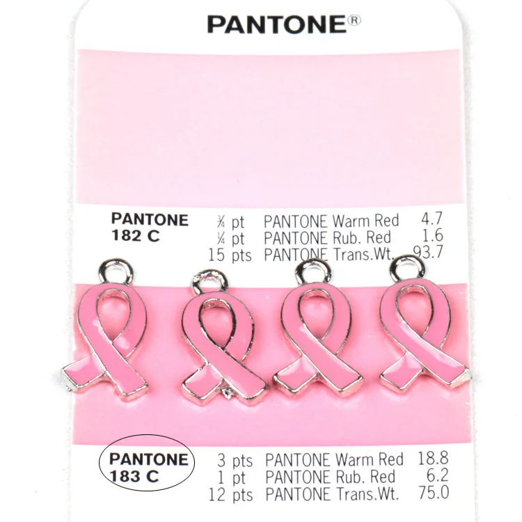 5 шт./лот металлическая эмалированная подвеска с розовой лентой для европейского