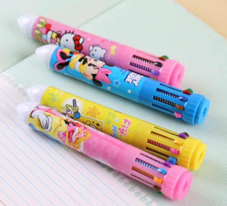 4 шт. в партии милая Шариковая ручка с мультипликационным принтом kawaii 10 цветов