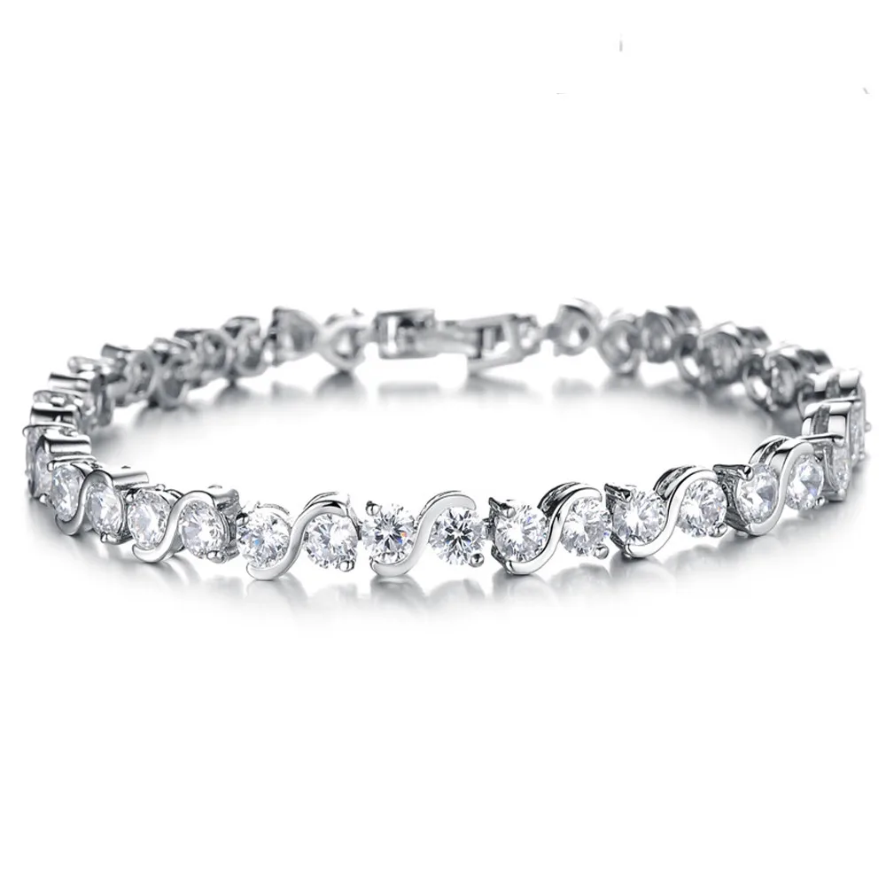 Кристаллы от Swarovski Блестящий Теннис браслет для Для женщин Роскошные ААА