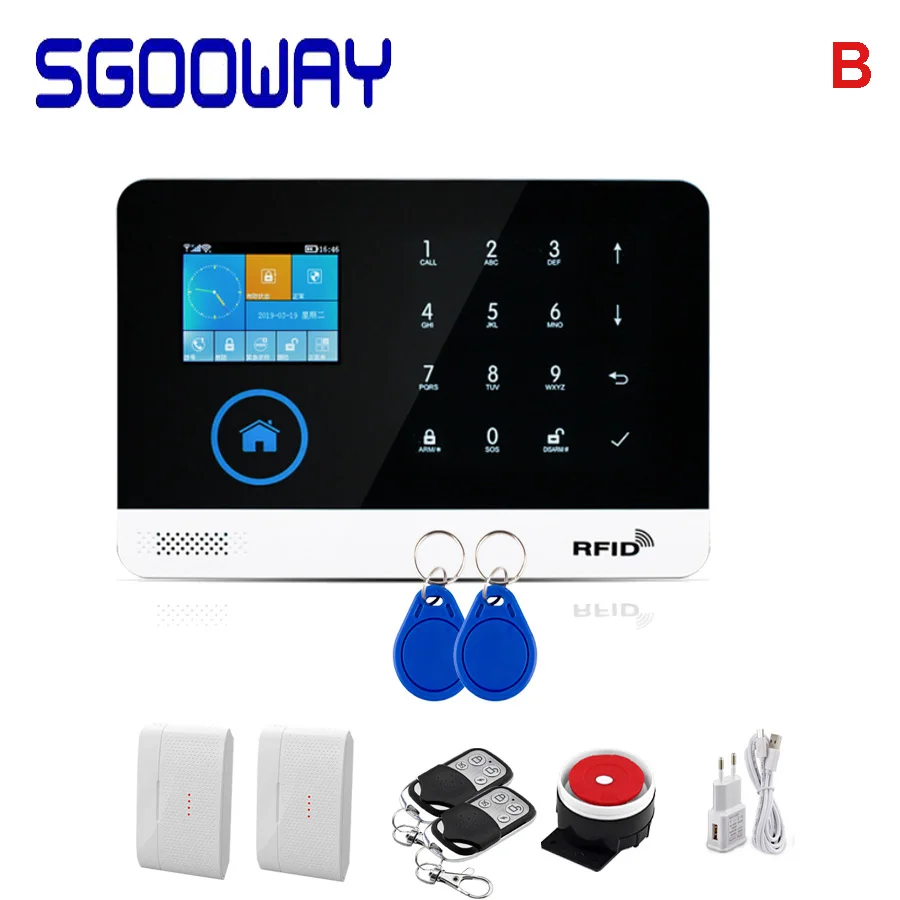 Set B Sgooway завод wifi GSM GPRS беспроводная домашняя охранная сигнализация интегрированная с wifi IP камера - Цвет: Set B