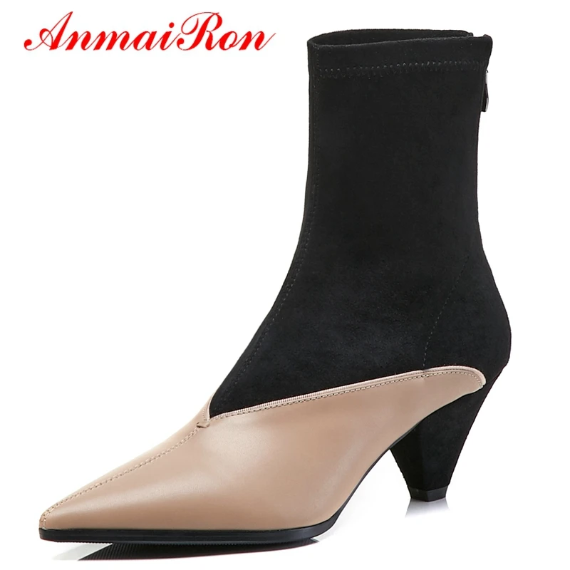 ANMAIRON/2018 Модная базовая женская обувь с острым носком Ботильоны Botas Mujer Invierno