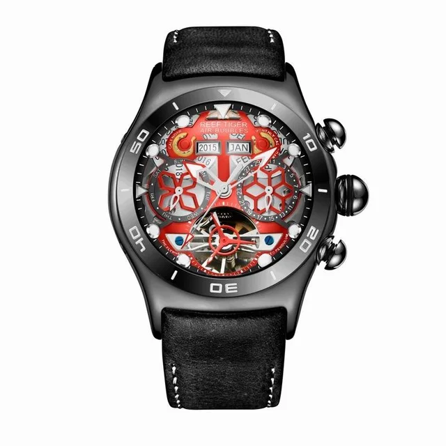 Reef Tiger Aurora Serier RGA703 мужские модные многофункциональные часы с циферблатом автоматические механические наручные часы с календарем на месяц год - Цвет: p3