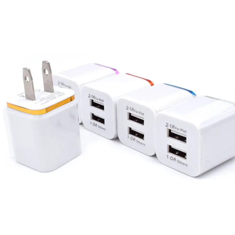 50 шт. x двойной USB зарядное устройство для мобильного телефона 5V2. 1A/1A ЕС США вилка