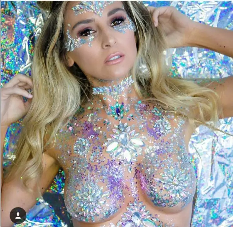 Pulaqi Кристалл грудь лицо 3D наклейки Bling DIY вечерние самоклеящиеся стразы для глаз грудь ювелирные аксессуары художественные наклейки F