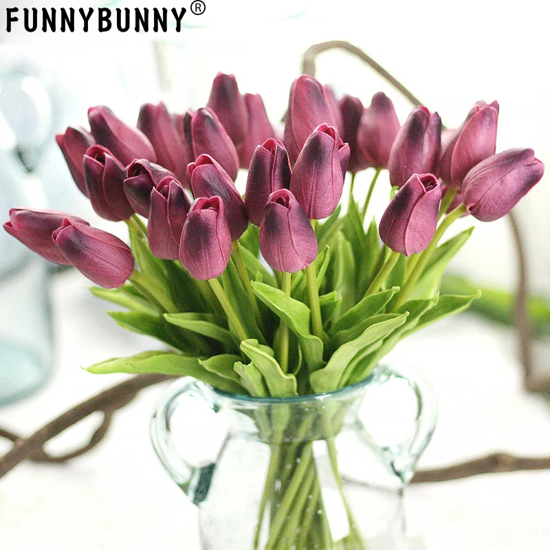 FUNNYBUNNY 4 шт. Искусственные цветы тюльпаны Свадебные букеты ЦВЕТЫ ПУ букет цветов