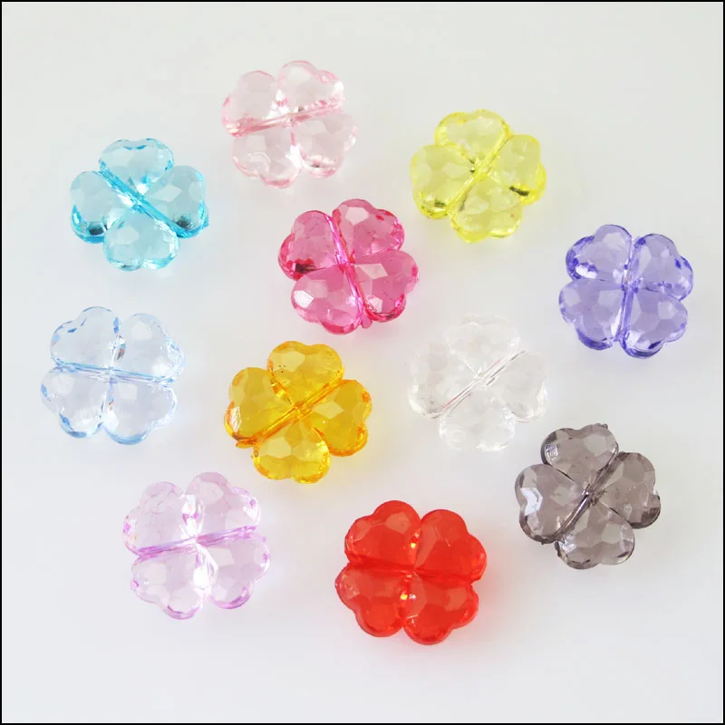 New 80Pcs Mixed Plastic Acrylic Clover Flower Spacer Beads Charms 11mm | Украшения и аксессуары