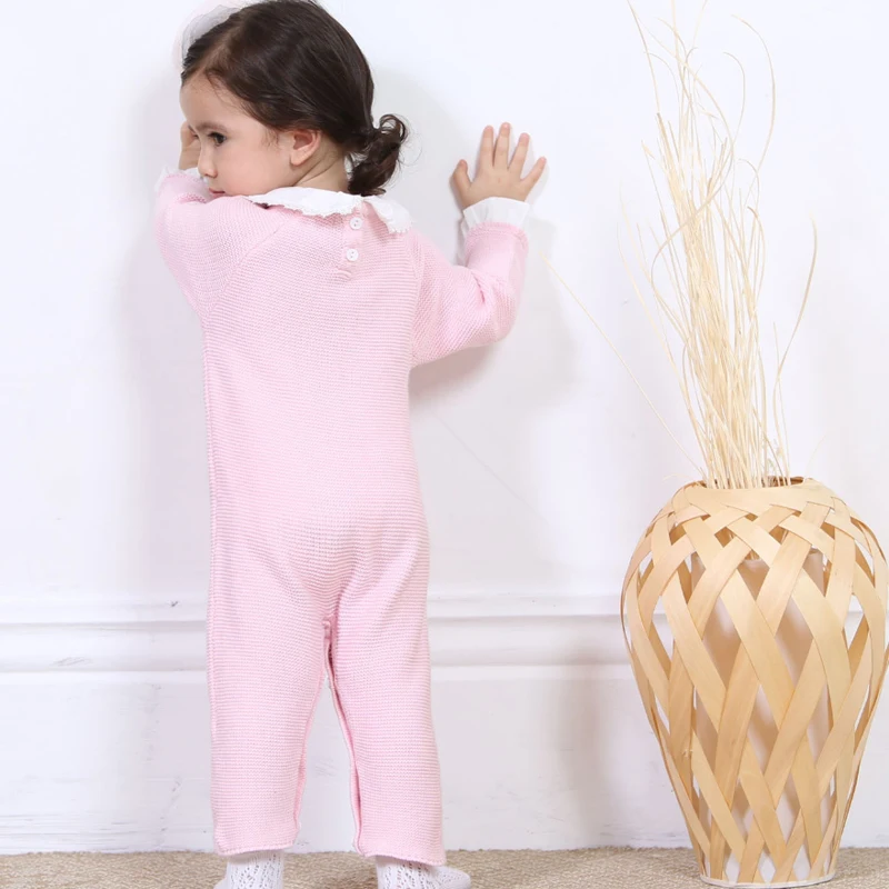 Детский трикотажный комбинезон IYEAL розовый для новорожденных девочек с оборками