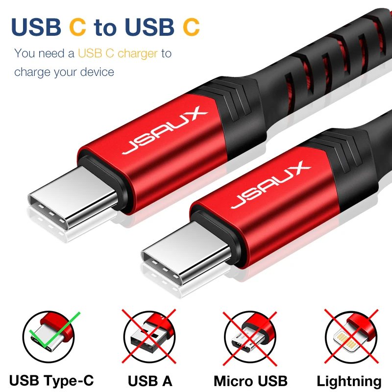 Кабель JSAUX USB Type C для быстрой зарядки и передачи данных 60 Вт PD 3 0 MacBook Pro iPad Air 2020 Samsung