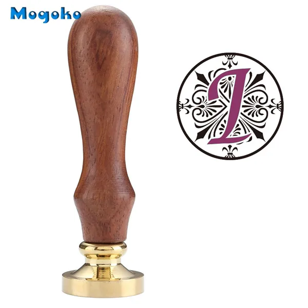 Pattern I Mogoko 1x винтажная деревянная ручка Ирисы буквы Алфавит воск значок печать воск 26 букв A-Z Скрапбукинг Декор - Цвет: Pattern I