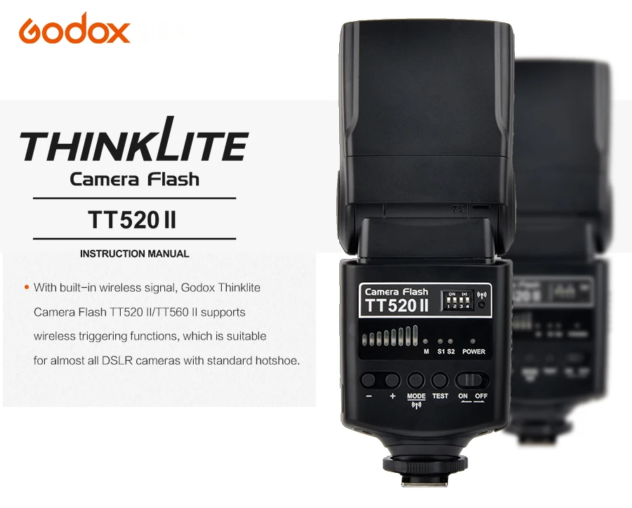 Godox TT520 II Flash TT520II встроенный беспроводной прием, Стандартный передатчик RT для Canon Nikon Pentax Olympus DSLR камер
