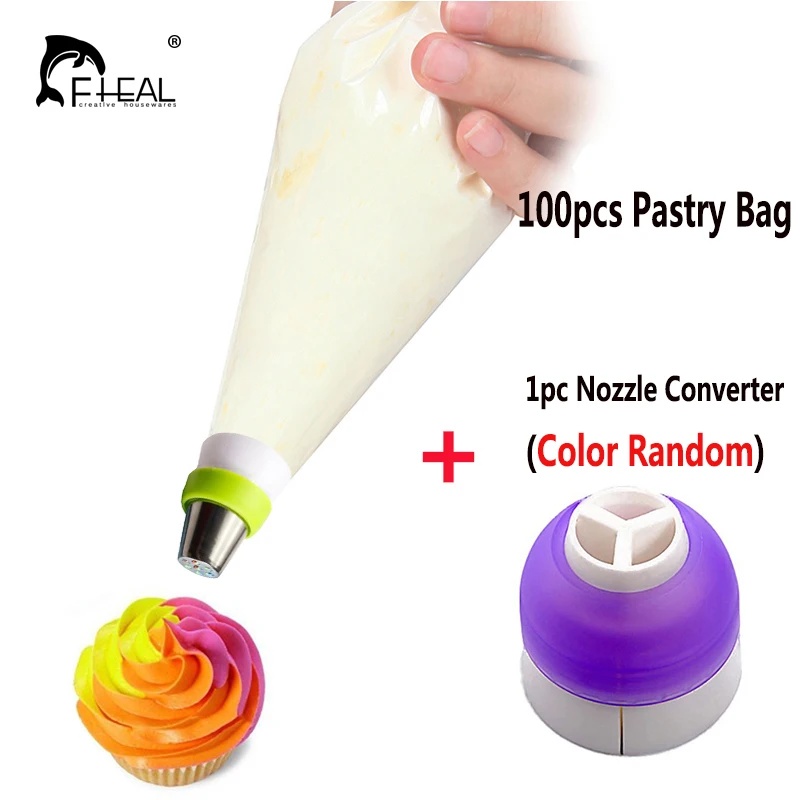 FHEAL 100 шт. DIY одноразовые мешки трубопроводов + 1 триколор конвертер Обледенение