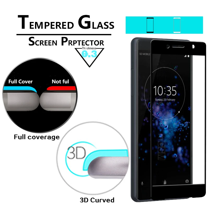 3D изогнутый край Полное покрытие стеклянная пленка для SONY Xperia XZ2 compact H8314
